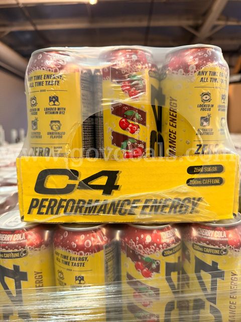 Brand new C4 Performance Energy Drink 16oz 12 pk Cherry Cola case, lot has 10 cases, exp 08/27