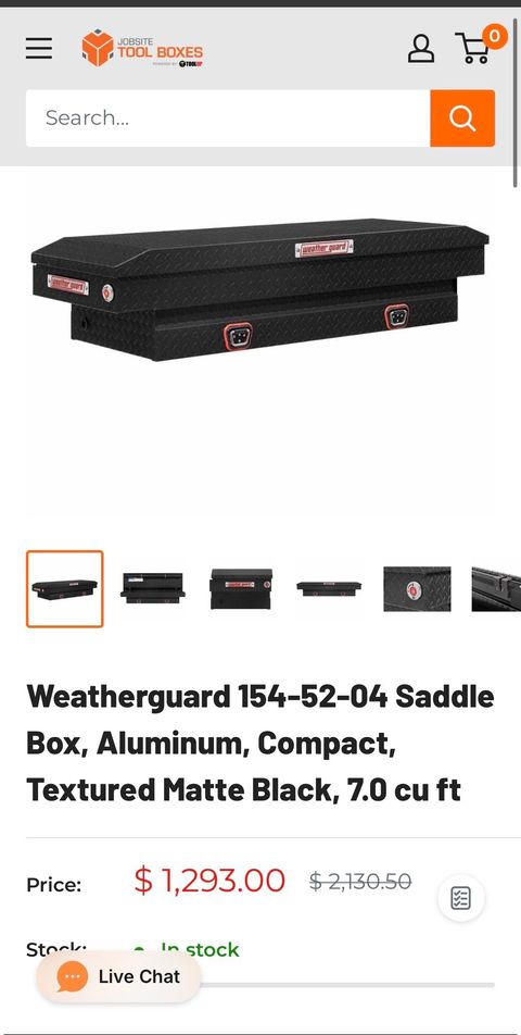 Brand new Weather Guard 154-5-04 Saddle Box Compact Aluminum Black 6.4 Tool Box For Truck Bed, retails for $1300