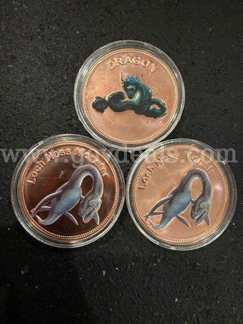 3x 1oz Mythical Creatures Limited Series Copper Rounds
