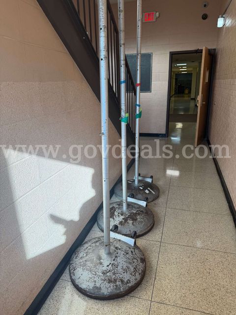 Lot of Three (3) Volleyball Standards (Poles) with Weighted Bases – No Nets Included