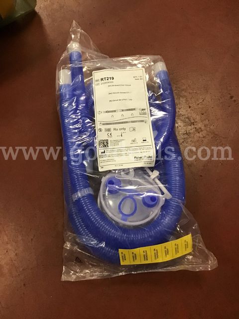 MEDICAL SUPPLIES on a rack - ventilator hoses, gauges, and accessories