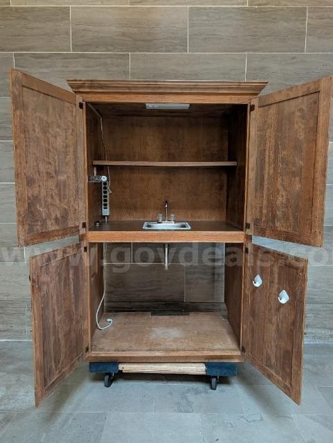 Custom Wood Cabinet with Sink and Power (Approx. 47"W x 29"D x 77.5"H)