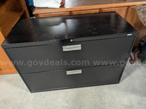 Black 2-Drawer Lateral File Cabinet (Approx. 42" W x 19.25" D x 28" H)