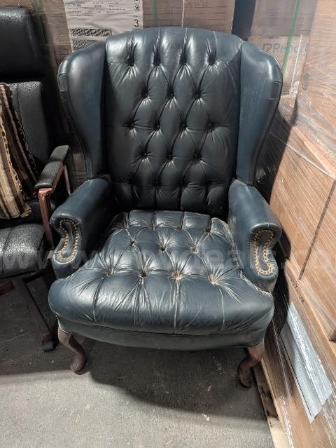 Blue Tufted Wingback Chair