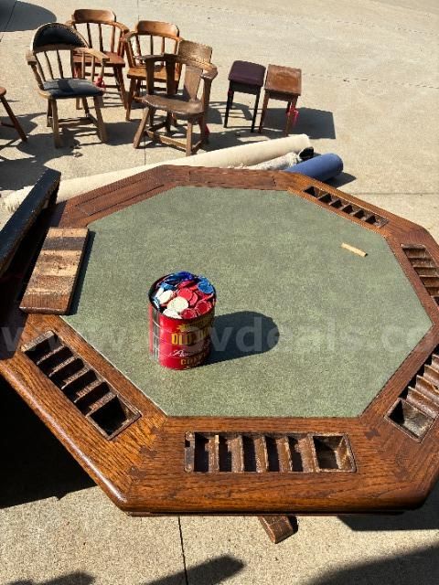 Lot of Game Tables & Accessories (Poker Table, Chips, Multi-Game Top)