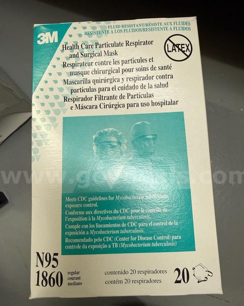 3M 1860 Particle Respirator, 20 per box; Regular/Medium