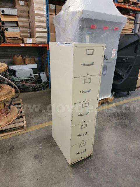 Metal Filing Cabinet - (5) Drawers - Tan