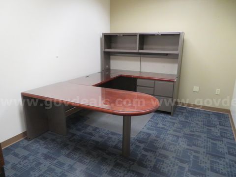 Office Desk with Hutch and Filing Cabinet