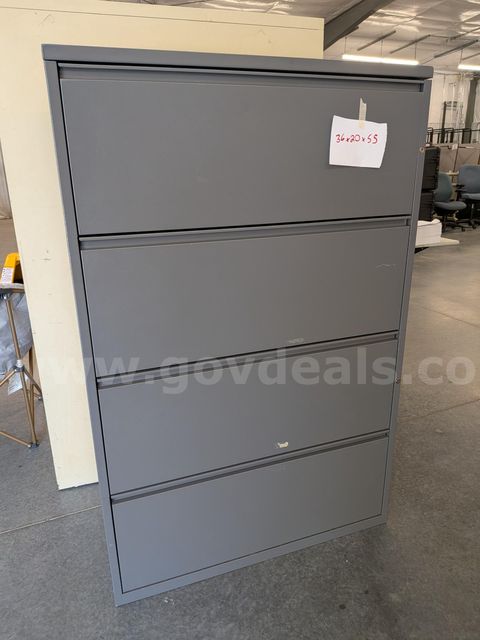 Dark Grey lateral 4 drawer filing cabinet