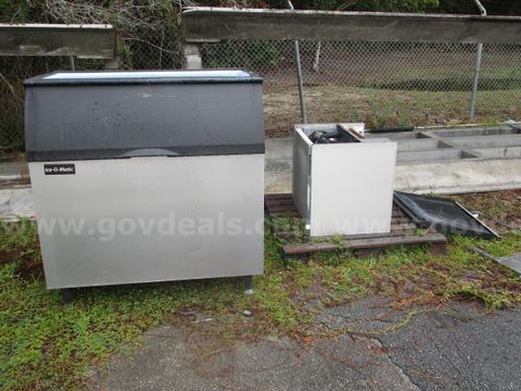 (1) Used Ice-O-Matic Ice Chest And Ice Maker; Parts Or Repair