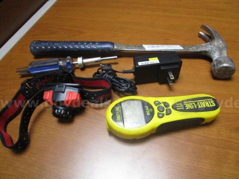 Batch Of (3) Used Hand Tools, (1) Used Headlamp, And (1) Used Power Adaptor
