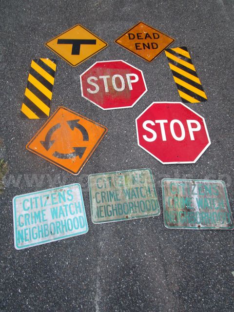 (10) Used Metal Road Signs