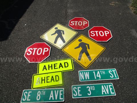 (10) Used Metal Road Signs