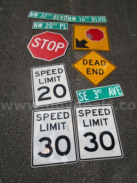 (10) Used Metal Road Signs