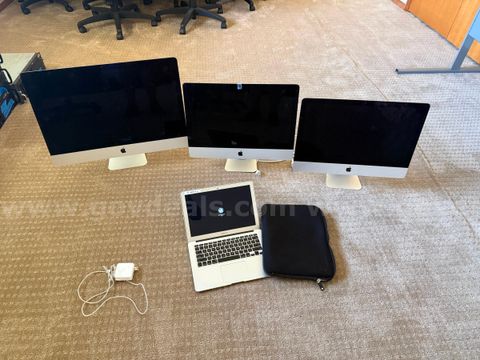3 Apple iMac Desktops and 1 MacBook Air Laptop