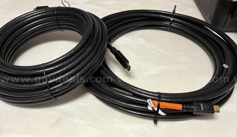 2 Used HDMI 50 foot and 3 Used Diamond wireless system and TV Cart