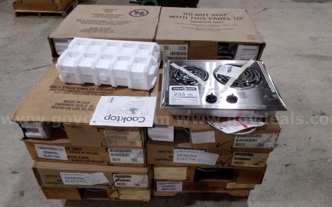 Lot of (19) GE 21" drop-in electric coil cooktop, stainless steel, Model: JP201CB2SS. New/Old stock.