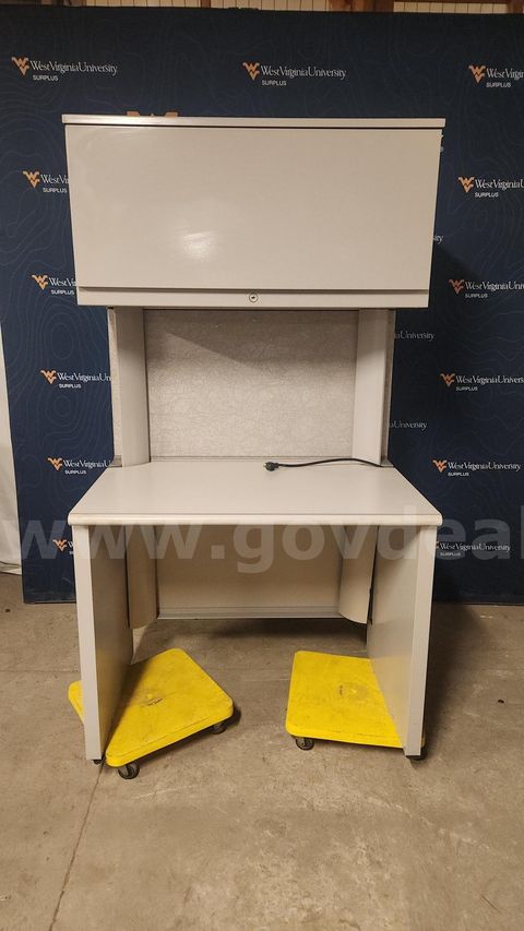 Small desk w/overhead cabinet and light