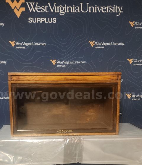 Vintage. Glass, front opening display cabinet