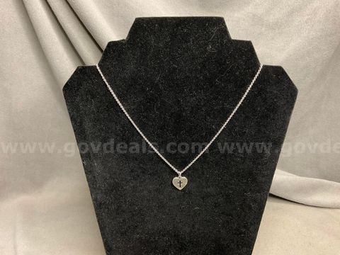 Sterling Silver Necklace, 16", With Pendant, Labeled as James Avery, Total Weight 5.38 Grams