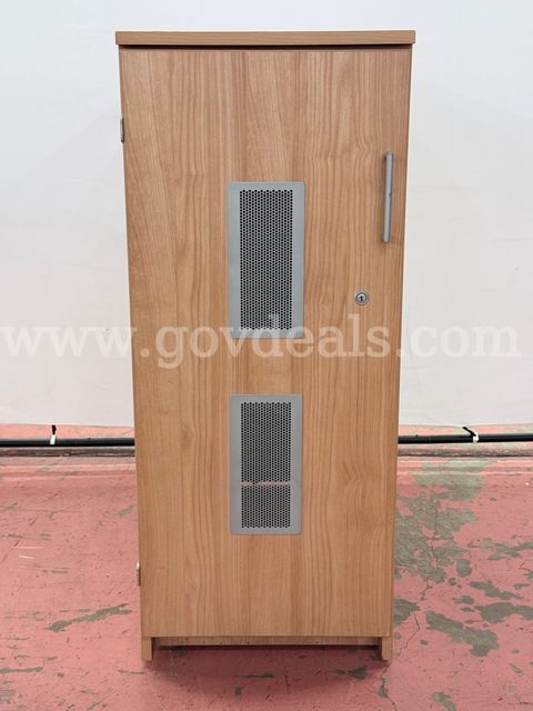 Unknown Brand A/V Equipment Cabinet with Fans and Power Supplies (All Power On) (L) 36" x (W) 18" x (H) 44"