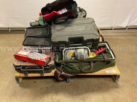 Pallet of Misc. Power Tools, Hand Tools, and Toolboxes Including DeWalt, Rigid, Craftsman, and More