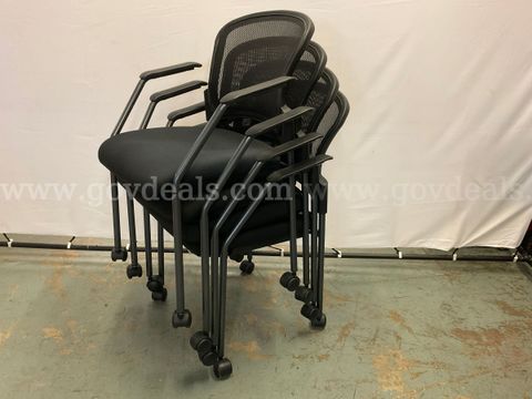 4 - Office Star Products Rolling Stackable Upholstered Chairs