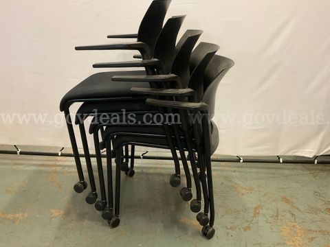 4 - Steelcase Move 490 Series Rolling Stackable Upholstered Chairs, Models: 490412C