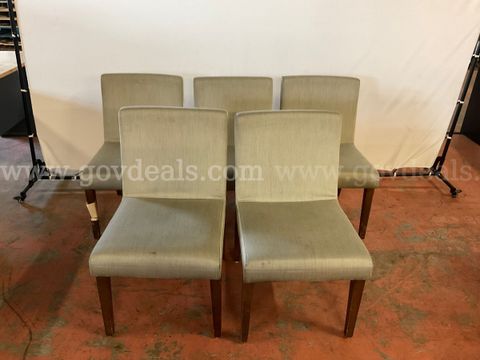 5 - Wooden Upholstered Chairs (With Signs of Wear, 1 - With Broken Leg) Unknown Brand