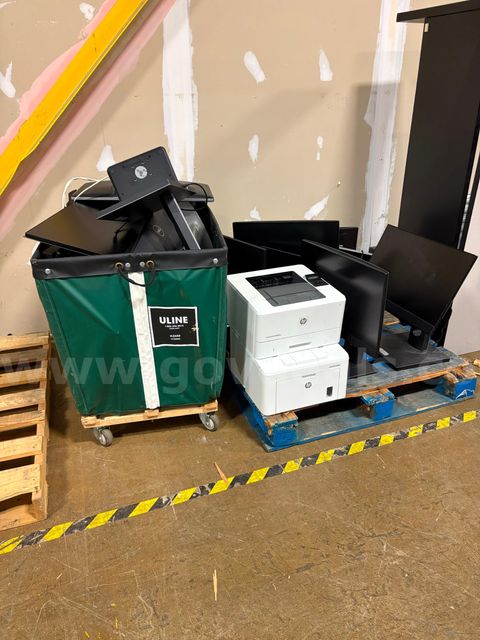 1 Pallet and 1 Basket of MISC. computers, parts, and supplies