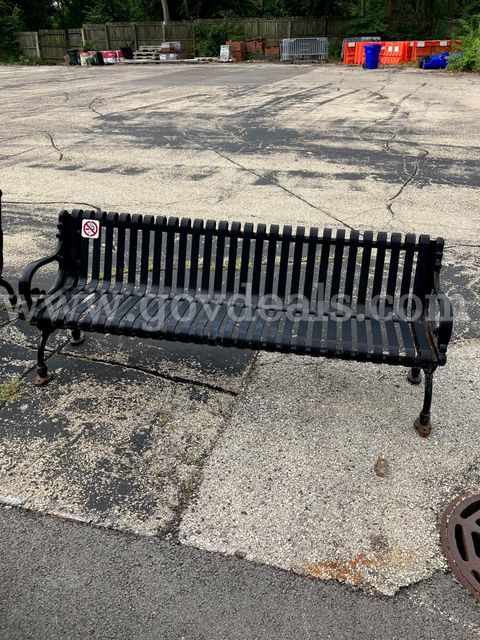 One (1) Black Metal Bench - 74" Long by Victor Stanley
