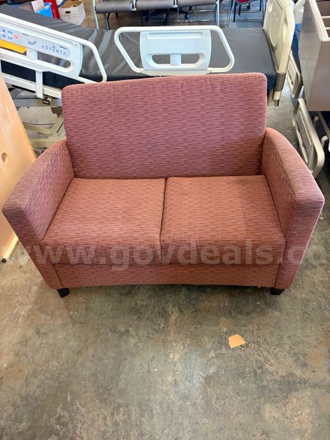 Burgundy Striped Love Seat