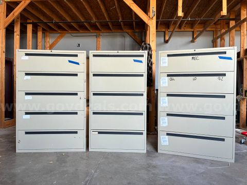 Lot #1 - Wide 5-drawer filing cabinets
