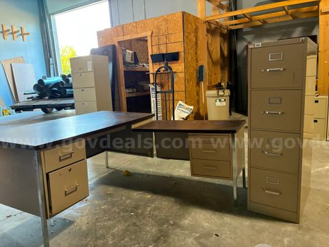 Lot #3 - 60" Wide Corner Desk and Filing Cabinet