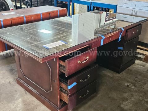 Desk 12 + credenza (glass tops on both - looks great!)