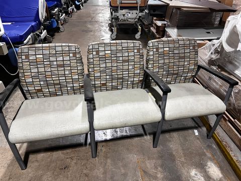 Lot of 3 Attached Waiting Room Chairs