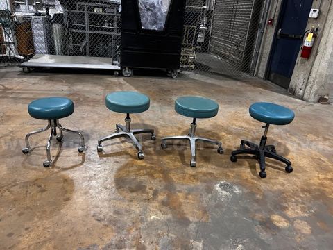 Lot of 4 Blue Rolling Stools