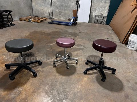 Lot of 3 Assorted Rolling Stools