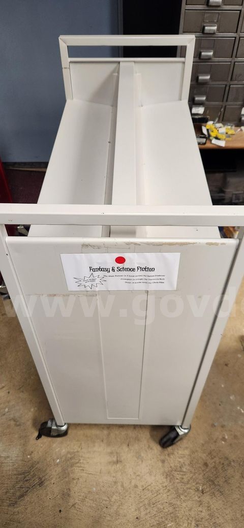 Lot of 1 Metallic Dual Sided Library Cart