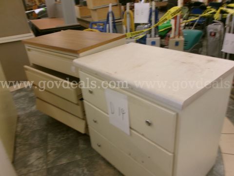 Wood Top Metal Dresser & Wood Dresser
