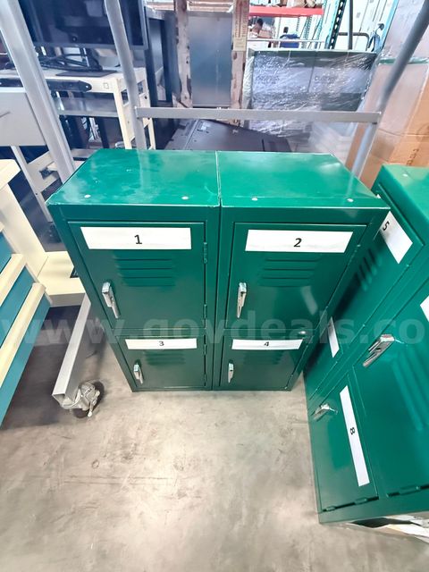 (2) Green Metal 4-Door Storage Lockers