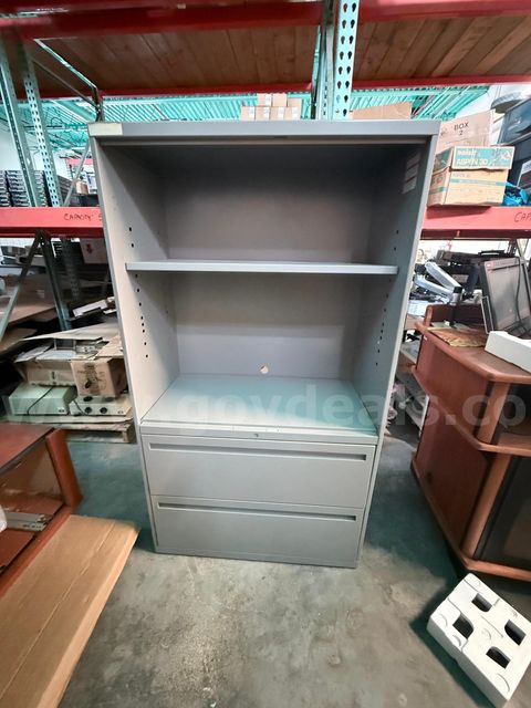Gray Metal Storage Cabinet with 2-Drawer Lateral File Base