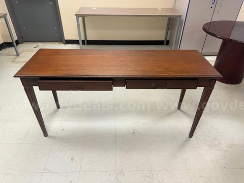 Traditional Wood Office Desk with Two Drawers – Brown Finish