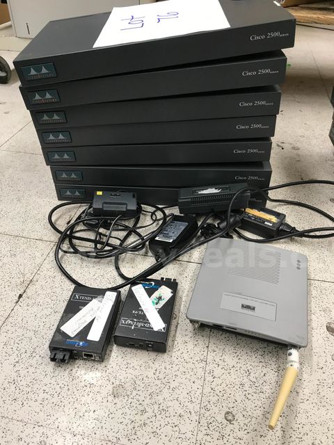 (7) Cisco 2500 Switches, (1) Cisco AIR-PWRINJ3 Aironet Power Injector, (2) UNICOM Xtend 100Tx/Fx Media Converter N/A