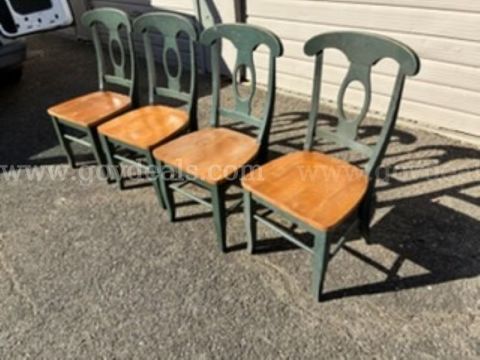 One dining table, 4 chairs, one end table, one bedstand