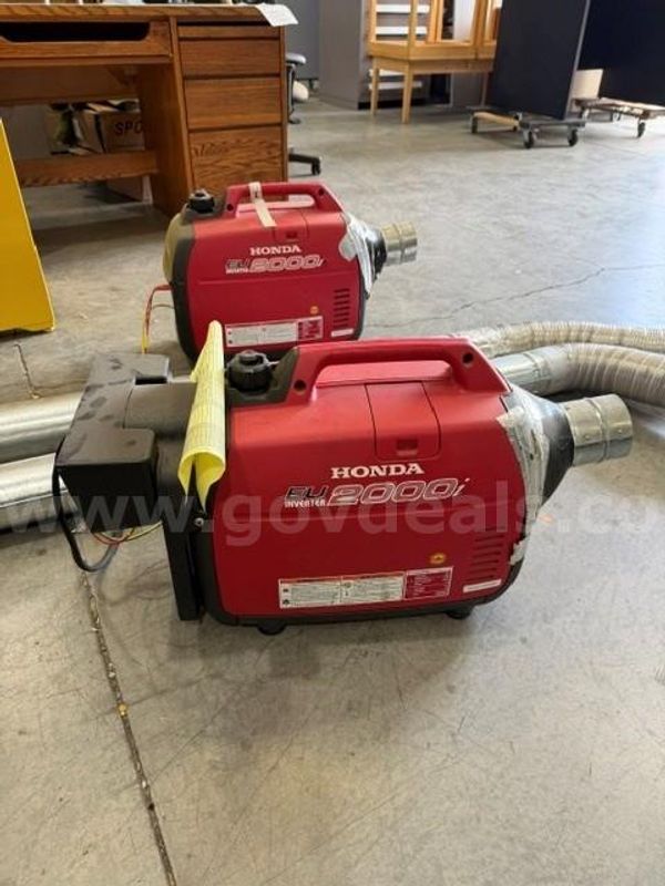 2 QTY. Honda EU2000i Inverter Generators with custom exhaust tubes