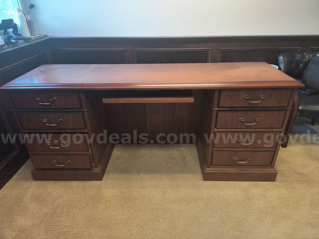 Six Drawer Wood Desk