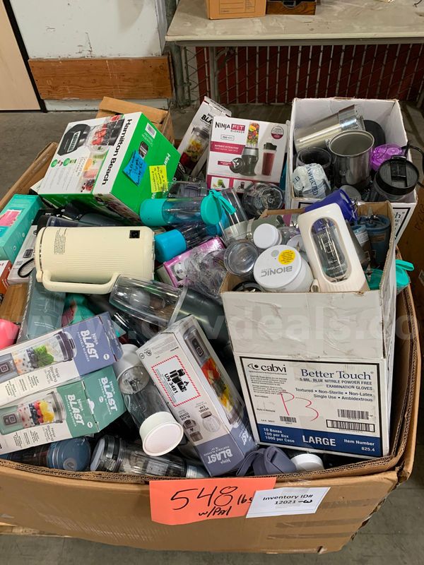Pallet of Blenders and Bottles