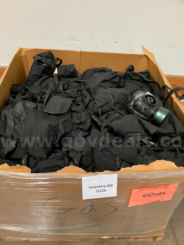 Pallet of Gas Masks and Bags