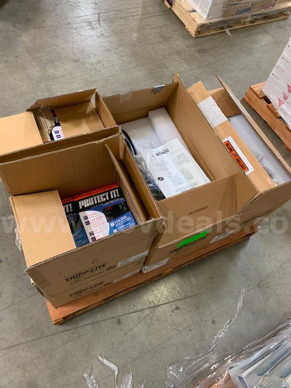 Pallet of Surge Protectors and UPS Systems
